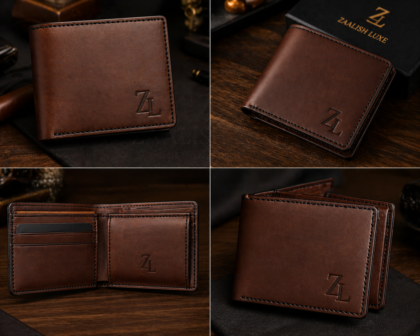 BROWN LEATHER WALLET - ZAALISH LUXE