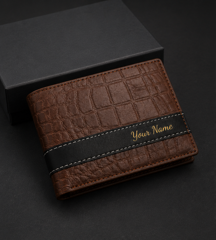 ZAALISH LUXE Personalized Crocodile Wallet| Premium Name Engraved Men's Wallet