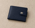 Men’s Blue Leather Button Wallet – Genuine Sheep Leather