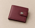 Men’s Dark Maroon Leather Button Wallet – Genuine Sheep Leather