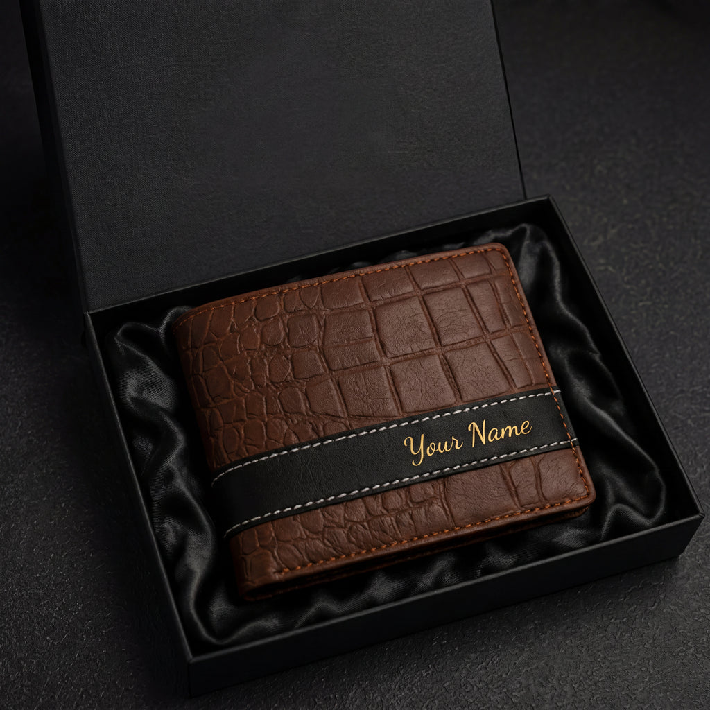 ZAALISH LUXE Personalized Crocodile Wallet| Premium Name Engraved Men's Wallet